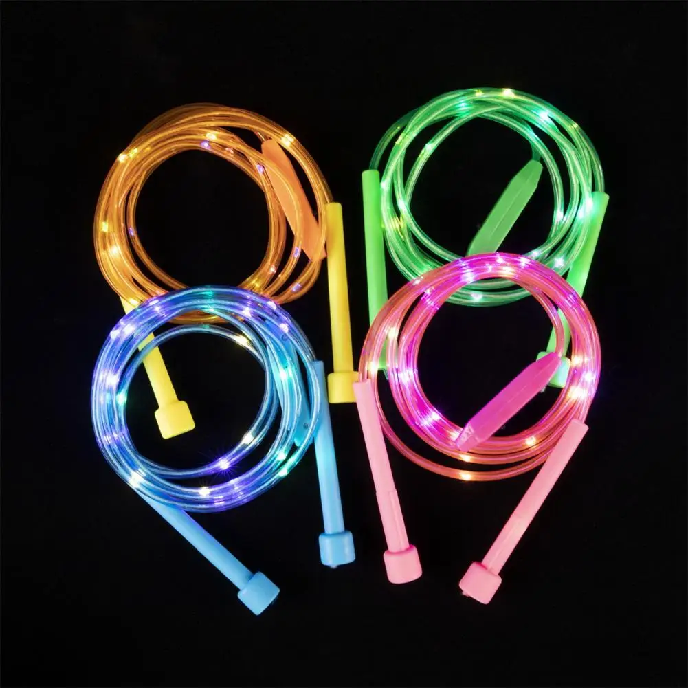 Children Skipping Rope with LED Colorful Light Battery-operated Comfortable Grip Electronic Luminous Jump Rope Fitness Equipment