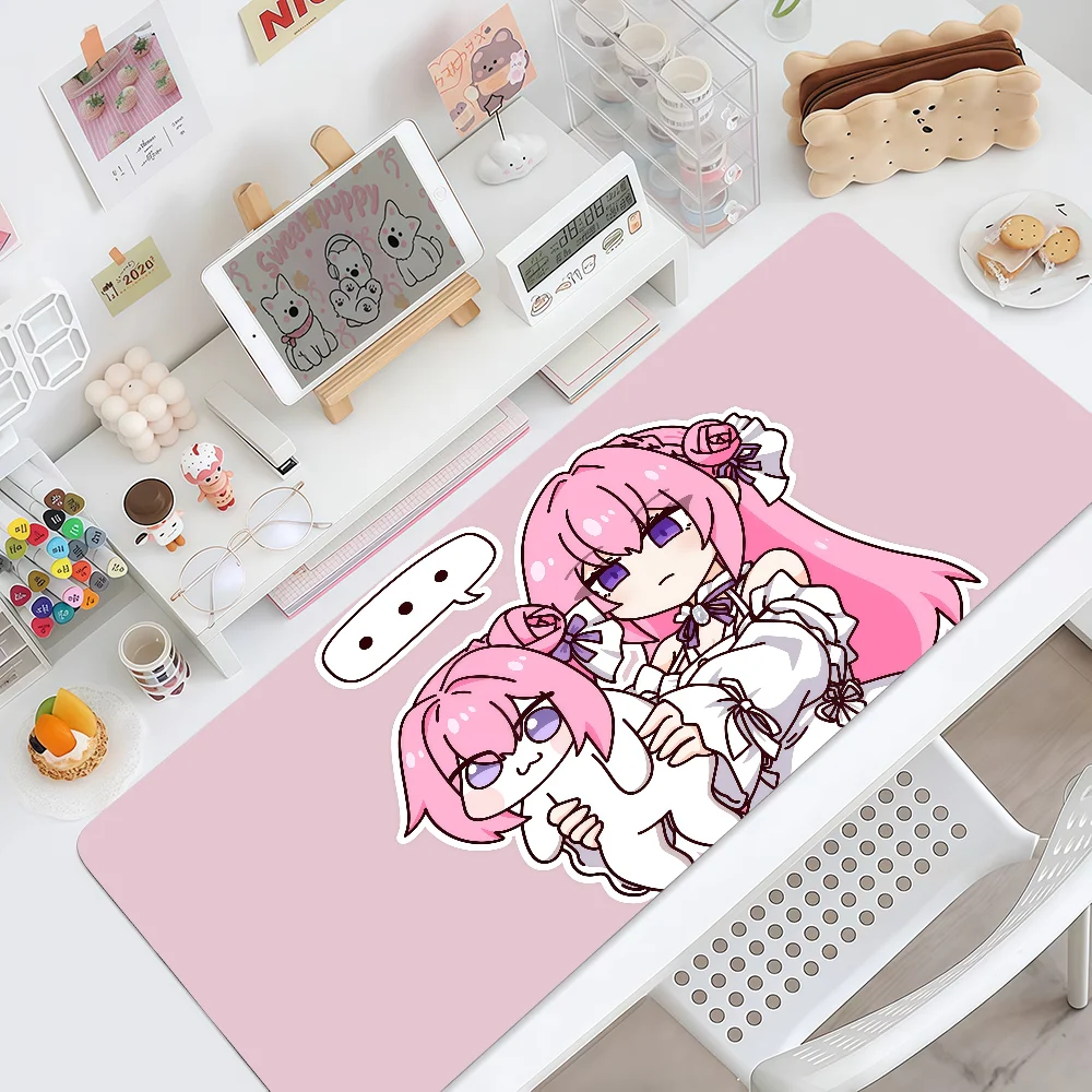 XXL Pink Chibi Funny Anime Creature Gaming Mouse Pad Non-Slip Rubber Lock Edge Thickened Desk Mat for PC Laptop Office Gift