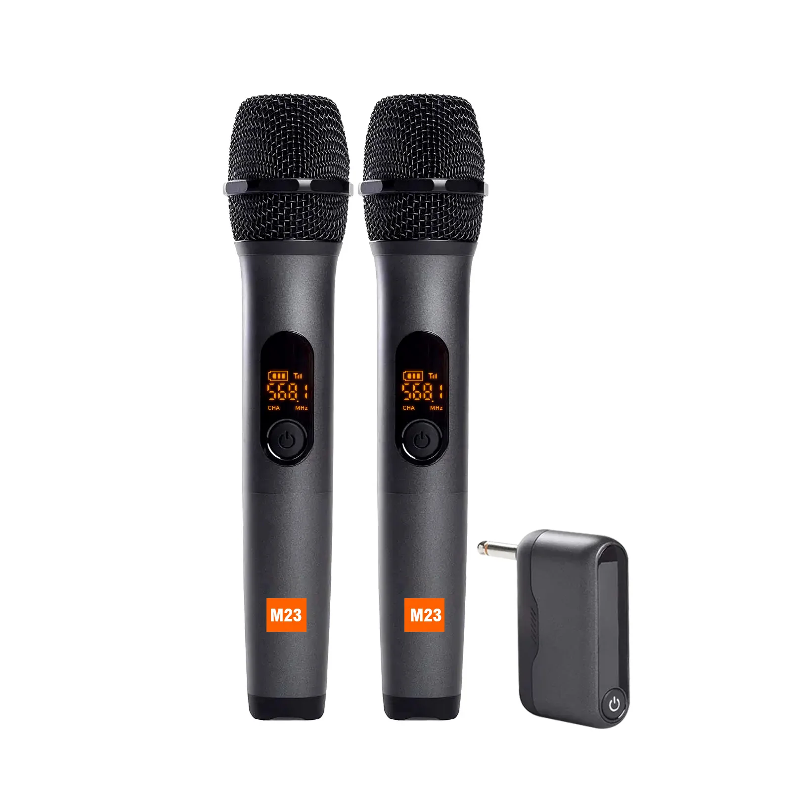 Draadloze Microfoon M23 Uhf 2 Kanaals Karaoke Systeem Met Oplaadbare Ontvanger Draadloze Handheld Microfoon Voor Kerkparty Speaker