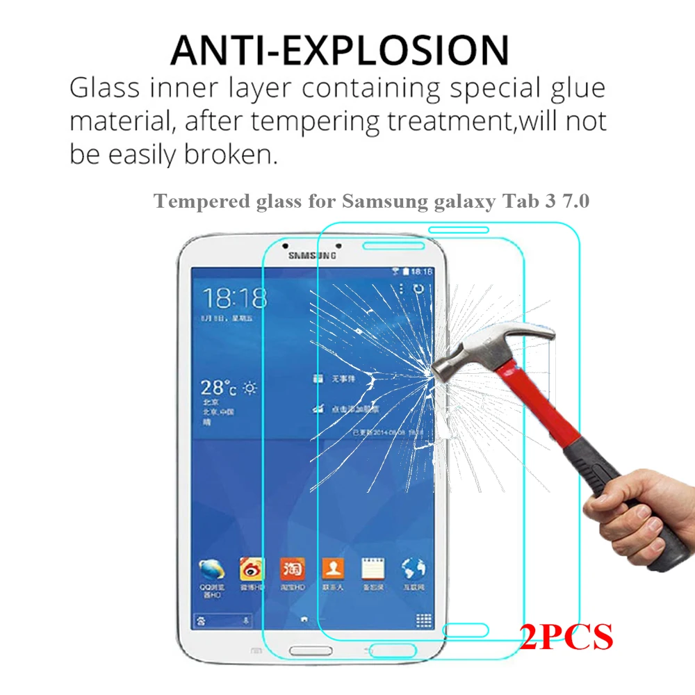 2 قطعة/الحزمة حامي الشاشة لسامسونج غالاكسي تبويب 3 7.0 نموذج SM-T210 T211 HD الزجاج المقسى لسامسونج Tab3 7.0 SM T210 7 بوصة