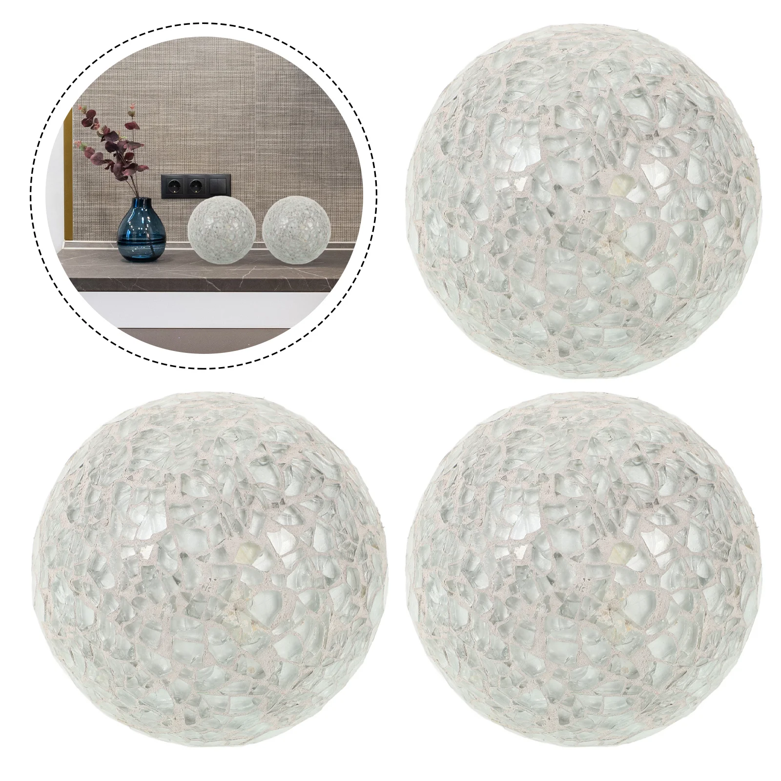 

3Pcs Decorative Glass Balls Mosaic Sphere Ornaments for Home Wedding Party Christmas Tabletop Decor Indoor Outdoor Display