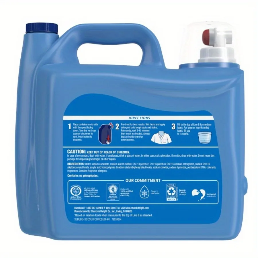 131loads منظف الغسيل، 203.1 أونصة سائلة، يزيل البقع، يضيء الأبيض