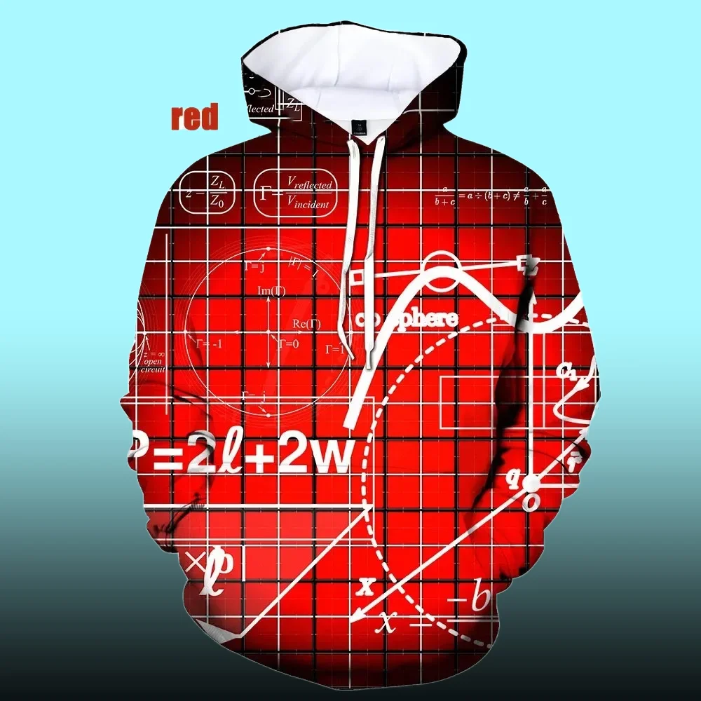 

2025 Научная формула, математика, 3D толстовки для мужчин и женщин, забавные толстовки с капюшоном, пуловеры больших размеров, спортивный костюм Y2k, топы, мужская одежда