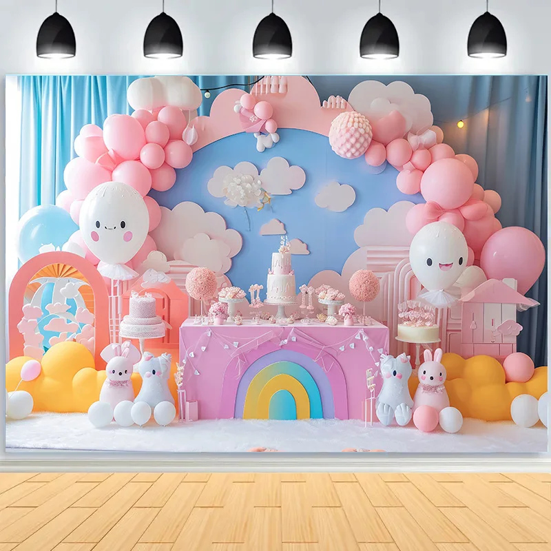 

Baby Shower Decoration Birthday Party Photography Backdrops Props Balloons Arch Children Newborn Photo Studio Background BS-05