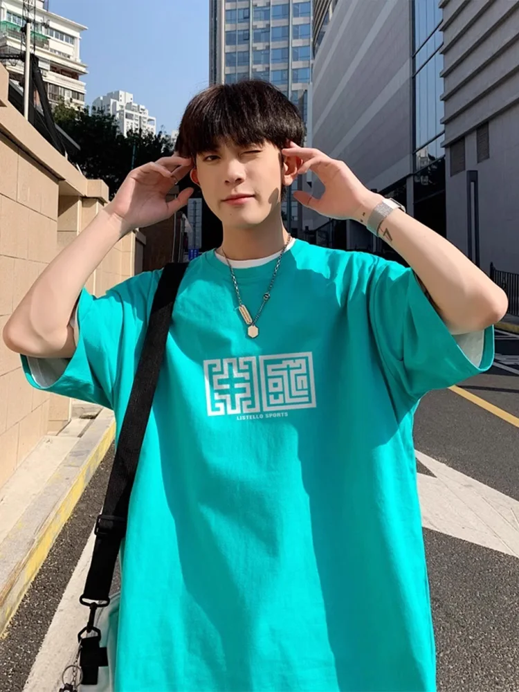 

Летняя футболка свободного кроя с принтом, повседневная, с круглым вырезом, тонкая, для подростков, с охлаждающим эффектом