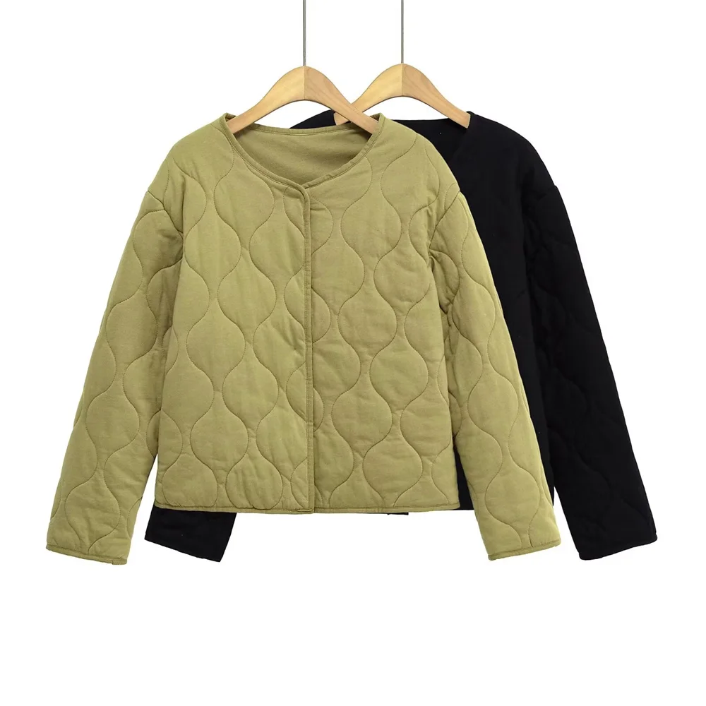 

New autumn and winter women's clothing fashion loose fit slimming and comfortable V-neck long sleeved cotton jacket jacket