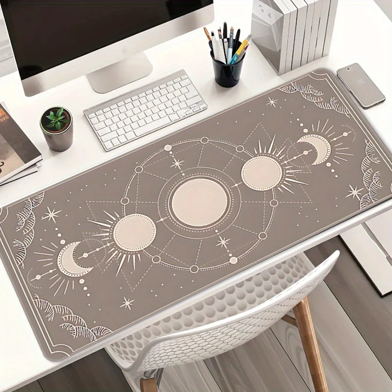 

Коврик для мыши в стиле звездного неба в стиле луны, бежевый резиновый край, большое украшение для стола XXL, высокое качество, можно стирать