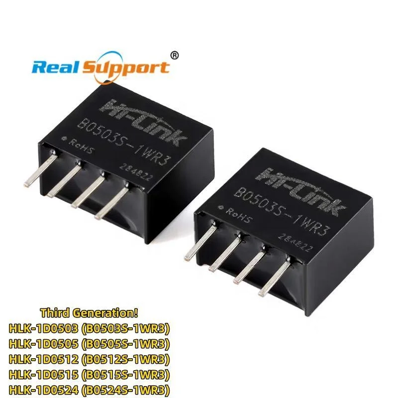 DC-DC Isolated Power Module 5V to 3.3V 5V 12V 15V 24V 303mA 200mA 83mA 67mA 42mA 1W HLK-1D0503 HLK-1D0505 1D0512 1D0515 1D0524