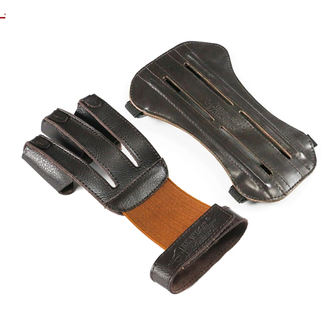 1pc Archery 3 Finger Gloves Arm Guard 19CM 100% Pure Ox Leather Protection Gloves Hunting Shooting