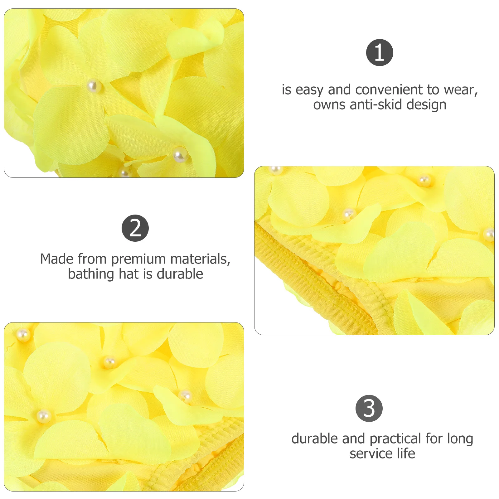 

Floral Swim Cap Women Summer Swiming Hats Yellow Anti-Slip Durable Stretchy Protection Bathing Spa Long Short Hair