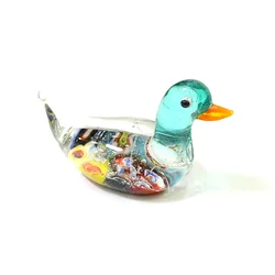 Mini figuritas de pato de cristal de Murano, adornos artesanales, estatua de Animal lindo, colección de decoración de escritorio para el hogar de Pascua, regalos de Año Nuevo para niños