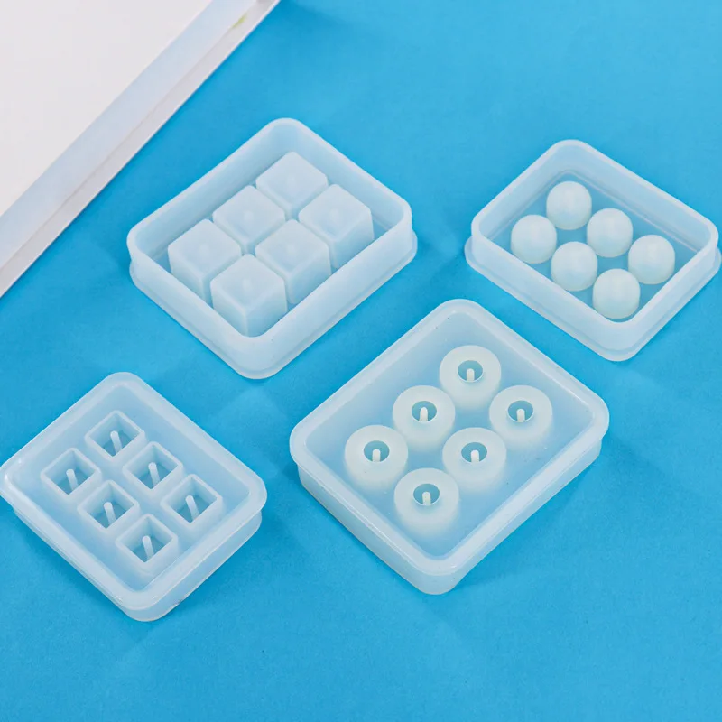 Silicone Casting Mold DIY Epoxy Resin Beads With Holes Handmade Jewelry Pendant Spherical Ice Cube Tray Craft Making Supplies