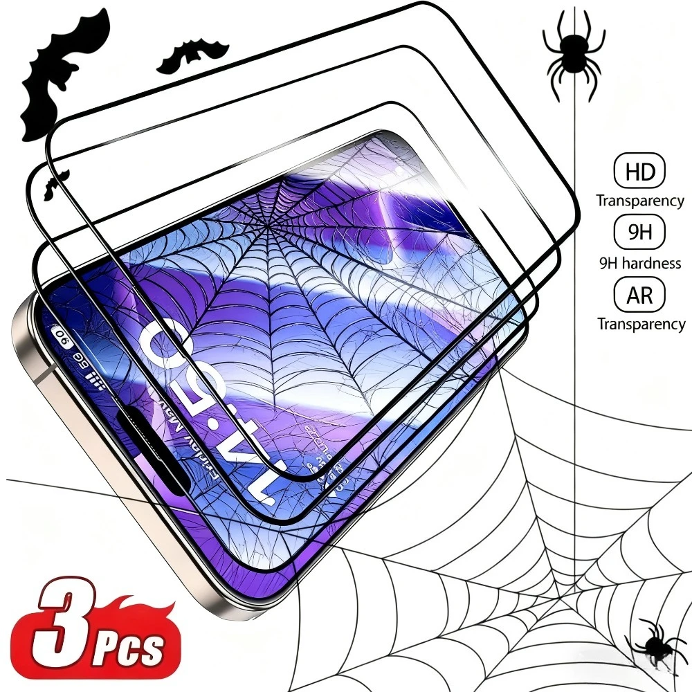 

3 шт., прозрачное закаленное стекло для iPhone 17 16 15 14 Pro Max Air 13 12 11 Pro 16 15 Plus XR XS Max, полное защитное стекло для экрана