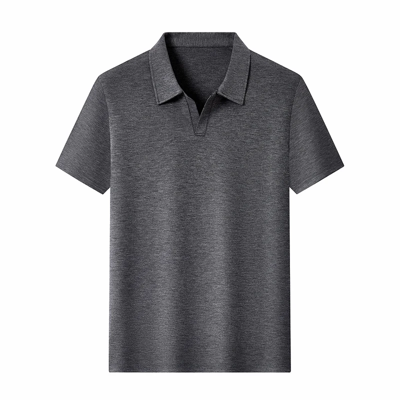 2026 Summer Men's Fashion Casual Silk-Linen Collar Short-Sleeved Knit T-Shirt Polo Shirt