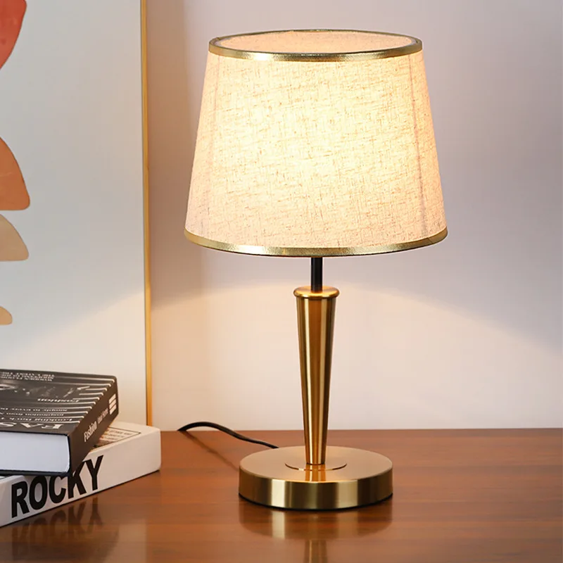 

Bedroom Bedside Desk Lamp Linen Cover Lamp Modern European Living Room Study Room Hotel Bedside Table Table Lamp