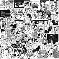 70/75/145PCS Black and White Sketch Neon Genesis Evangelion Stickers Classic Anime Decals for Notebook Skateboard Bike Sticker