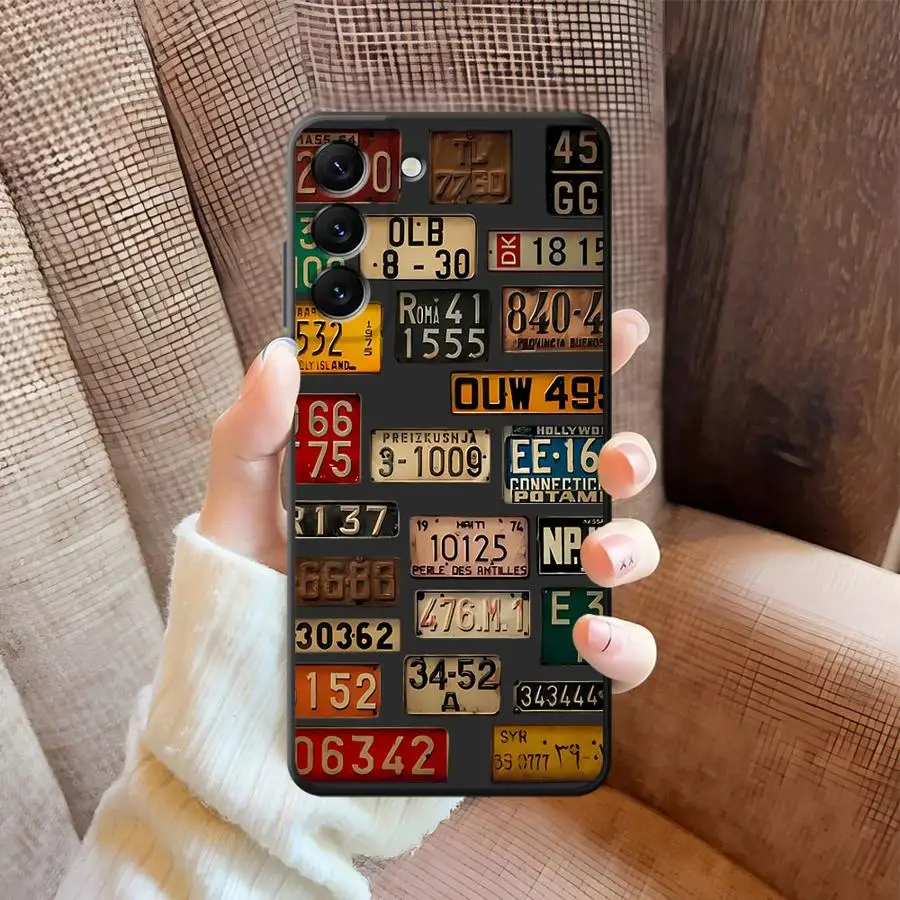 Case for Samsung Galaxy A24 A55 A32 A36 A22 A52 A41 A25 A71 A26 A72 A51 A73 A23 A53 A35 Black Soft Phone Cover Retro License