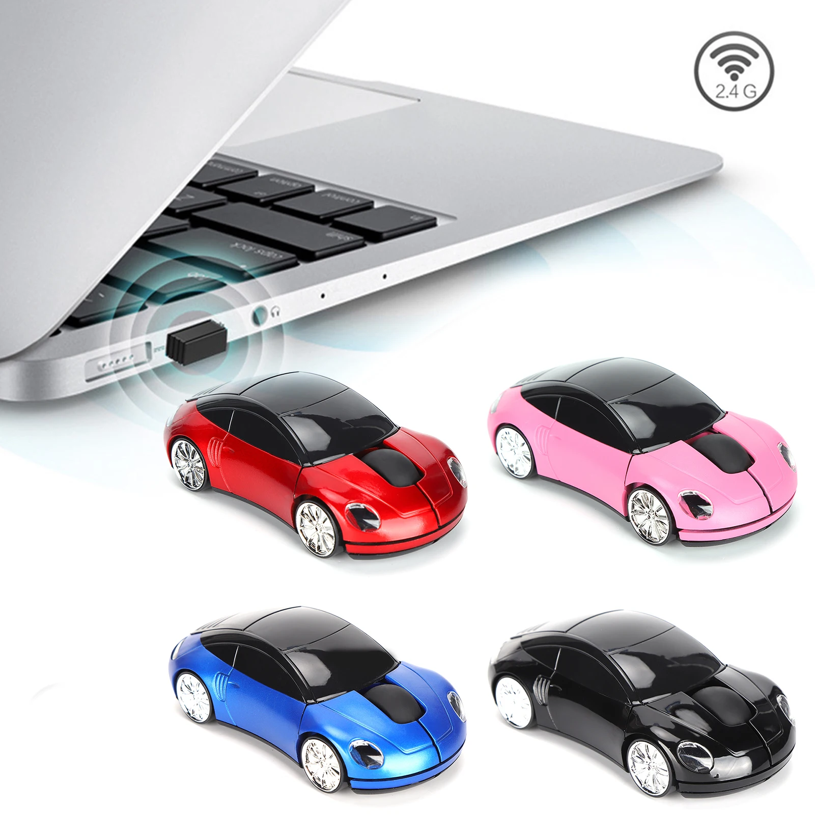 Wireless Mouse Laptop Mouse Smart CarShaped Portable 2.4G Cordless Mouse with USB Receiver for Office Laptop Computer Tablet