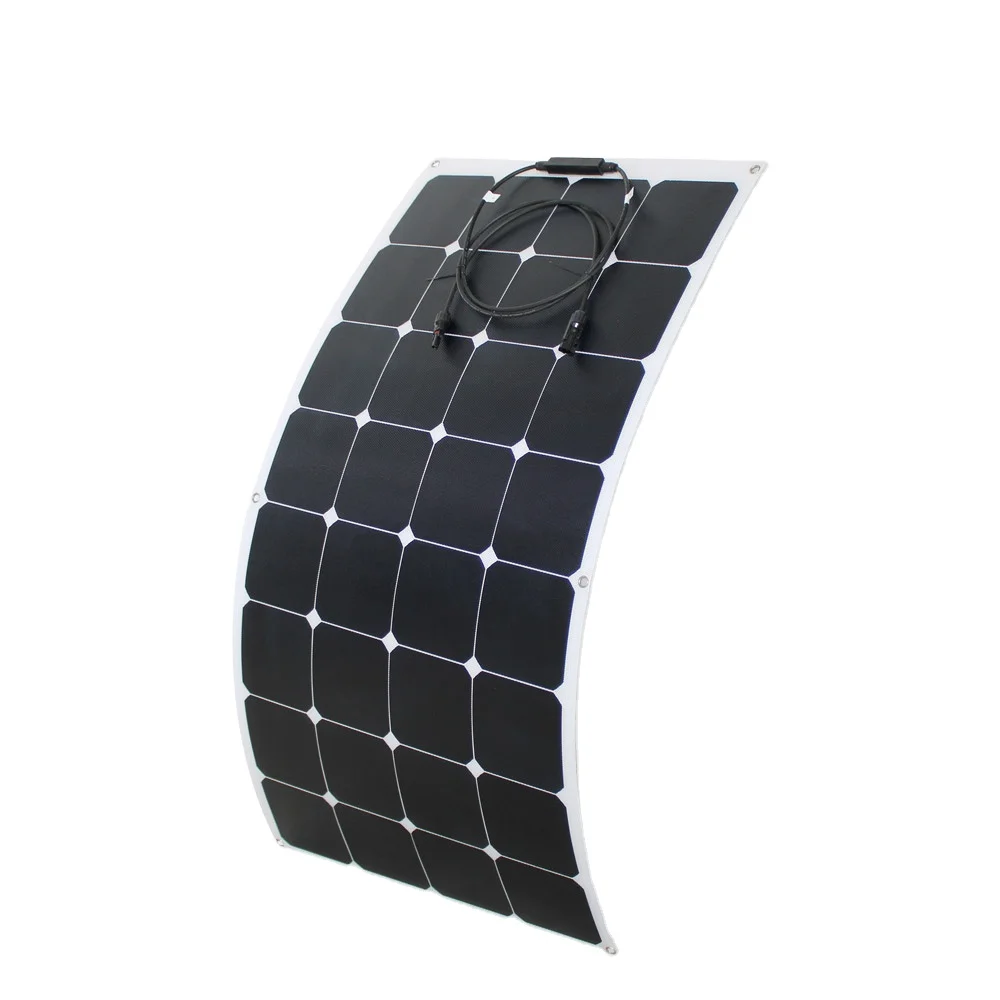 Lightweight Salt Water Proof SunPower Cells 120w 12v Semi Flexible Solar Panel for RV Boat Car Charge