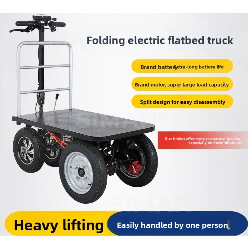 High Chassis Electric Flatbed Truck, Construction Site Cement Sand, Moving Truck Trolley, Pulling Goods Tricycle