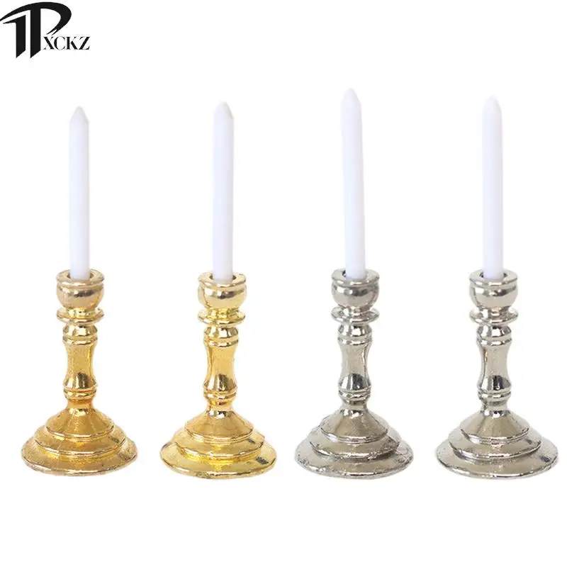 1Pair Dollhouse Candle Holder Miniature Candlestick Candlestick Candlestick Model Home Decor Toys Dollhouse Accessories