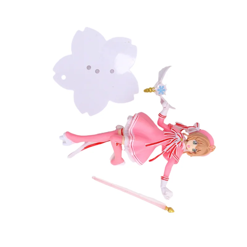 Anime Lovely Pink Card Captor SAKURA 15CM Action Figures Models PVC Figure Model Car Cake Decorations Magic Wand Girls Toys Gift