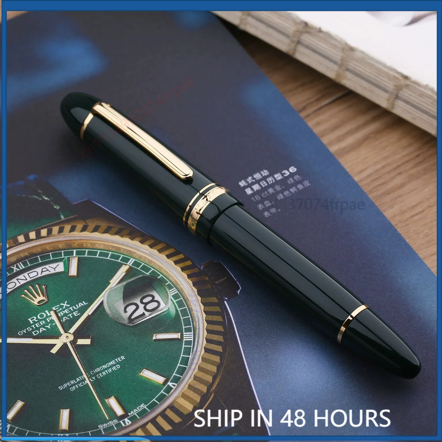 For MAJOHN P141 Large Resin Piston Fountain Pen Ink Window No.8 40 Two Tone Gold F Nib Adult Business Collectible Stationery
