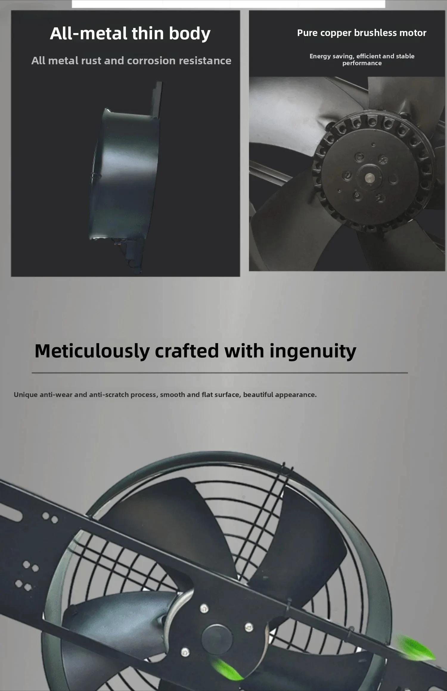 fan 16 inch industrial exhaust high temperature heat dissipation high power external rotor axial flow fan ventilation