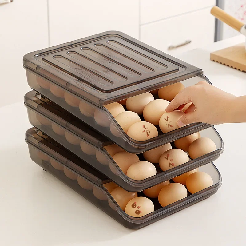 Kitchen Desktop Egg Box Plastic Can Be Stacked Multiple Layers To Roll Food Grade Storage Box