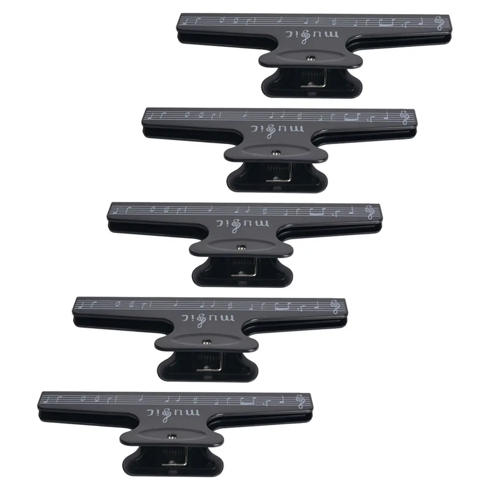 5 шт., зажим для нот, зажим для книги, держатель для страниц, дизайн нот, портативный АБС-пластик, заметки для документов, черный цвет