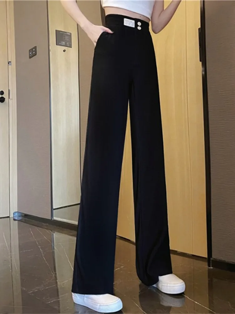 Casual Pants Women's 2022 Summer Korean Version New High Waist Slim Straight Tube Loose Casual Wide Leg Long Suit Pants