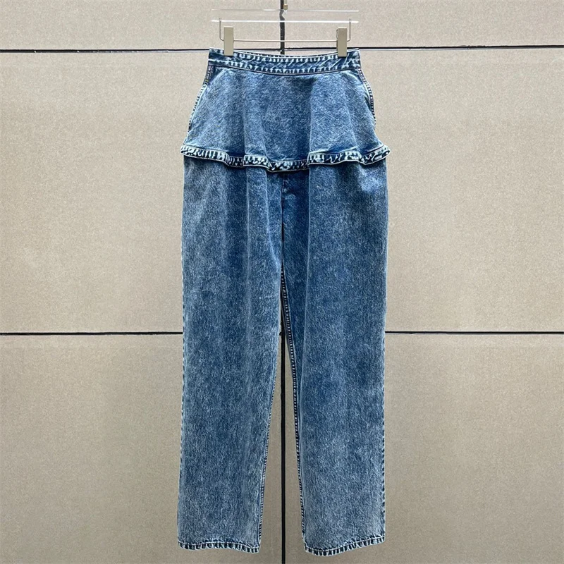 Women's jeans New retro washed women's pants for summer 2025 y2k pure cotton straight leg pants Low waist loose wide leg pants