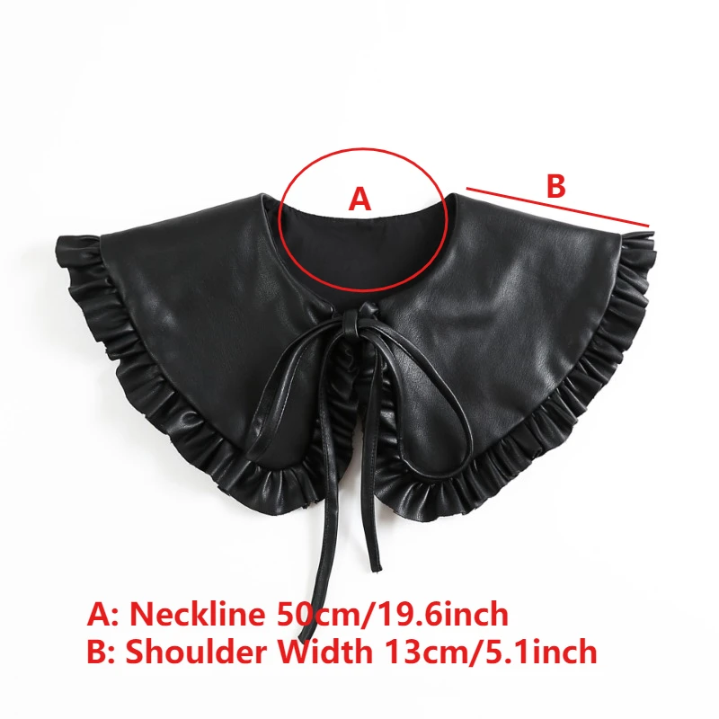 موضة الأسود بولي Leather الجلود وهمية طوق شال صغير لسترة الشتاء قميص قابل للإزالة انفصال طوق فو Cols الملحقات #4