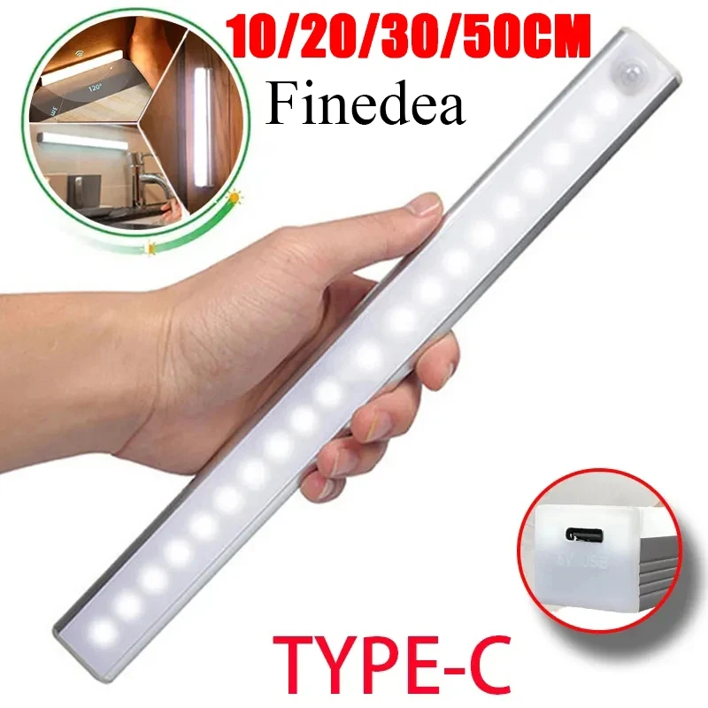 Finedea Motion Sensor Light Wireless LED Night Light Rechargeable Light Cabinet Wardrobe Lamp Staircase Backlight For Kitchen