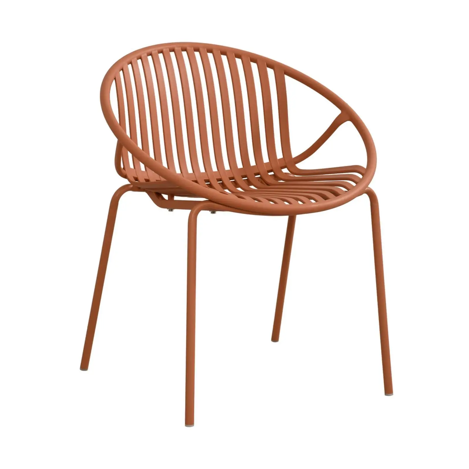 

Modern Patio Dining Chairs Stackable Set Orange Metal Legs Breathable Design for Outdoor Bistro