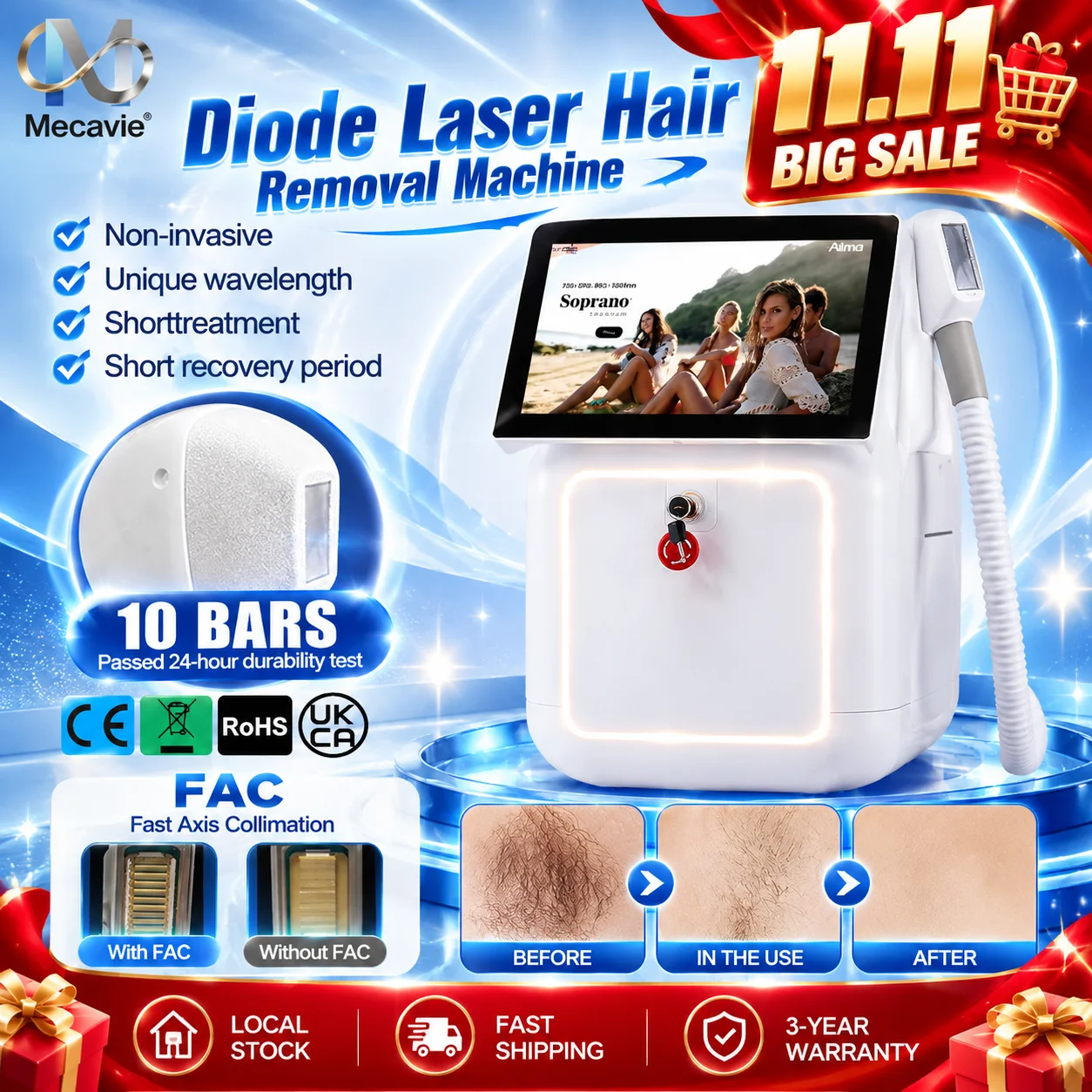 755/808/940/1064 Diode Laser Hair Removal Machine Sapphire Ice Cooling Painless Safe Depilation For Home Salon Daily Beauty Use