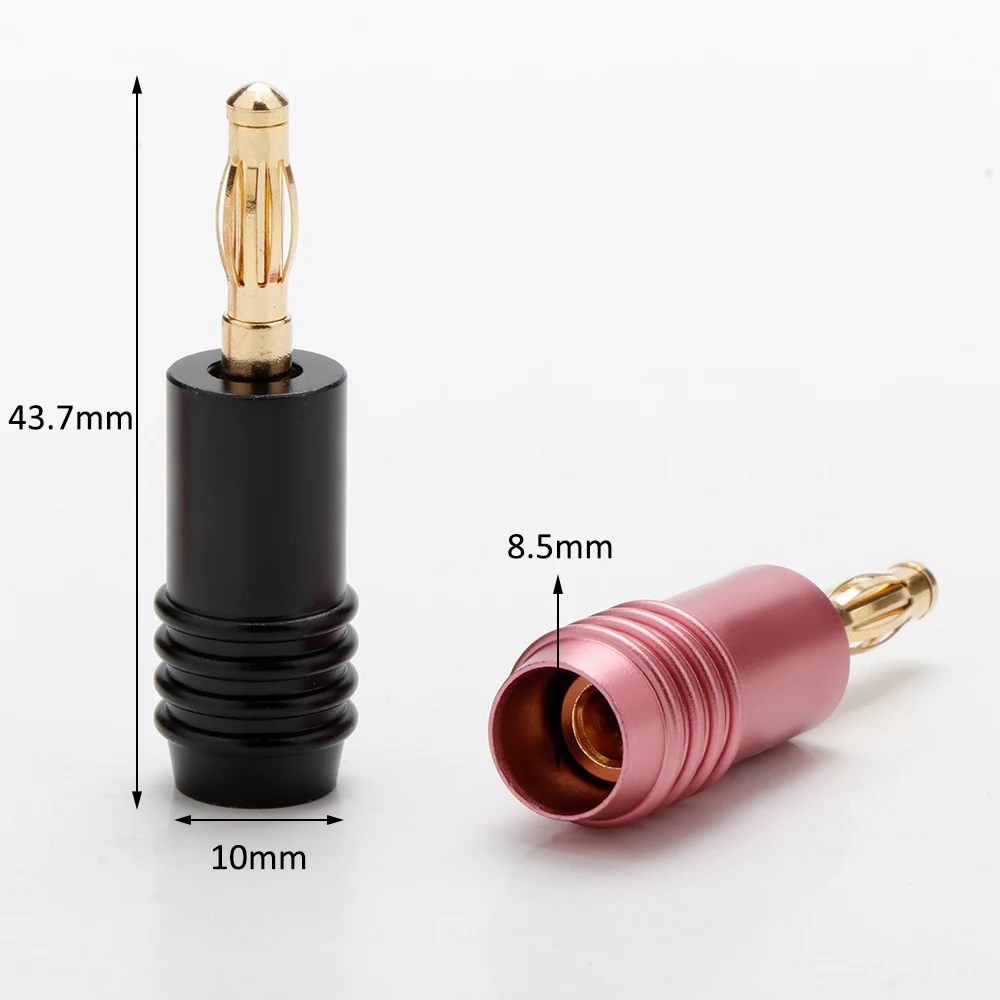 Cavo per altoparlante audio HiFi Connettore a banana Spina a banana rosa/nera placcata oro per amplificatore fai da te Cavo per altoparlante audio 4 pezzi