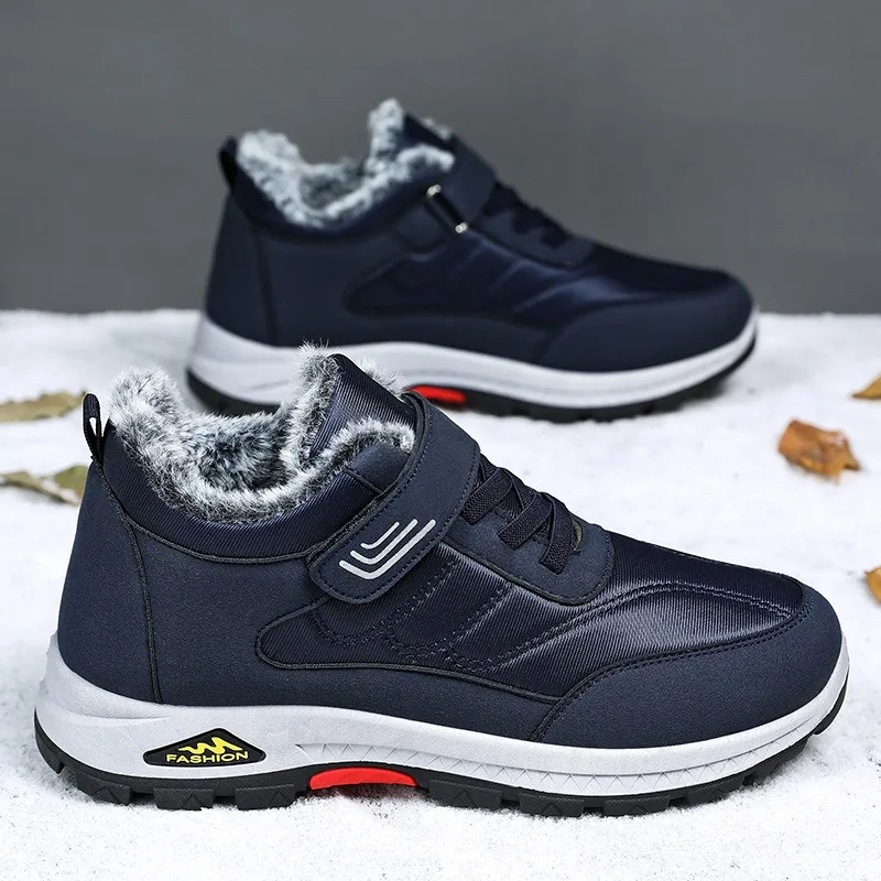 

Winter New Durable and Comfortable Walking Shoes Warm and Comfortable with Thickened Fleece Velcro Men's Snow Boots