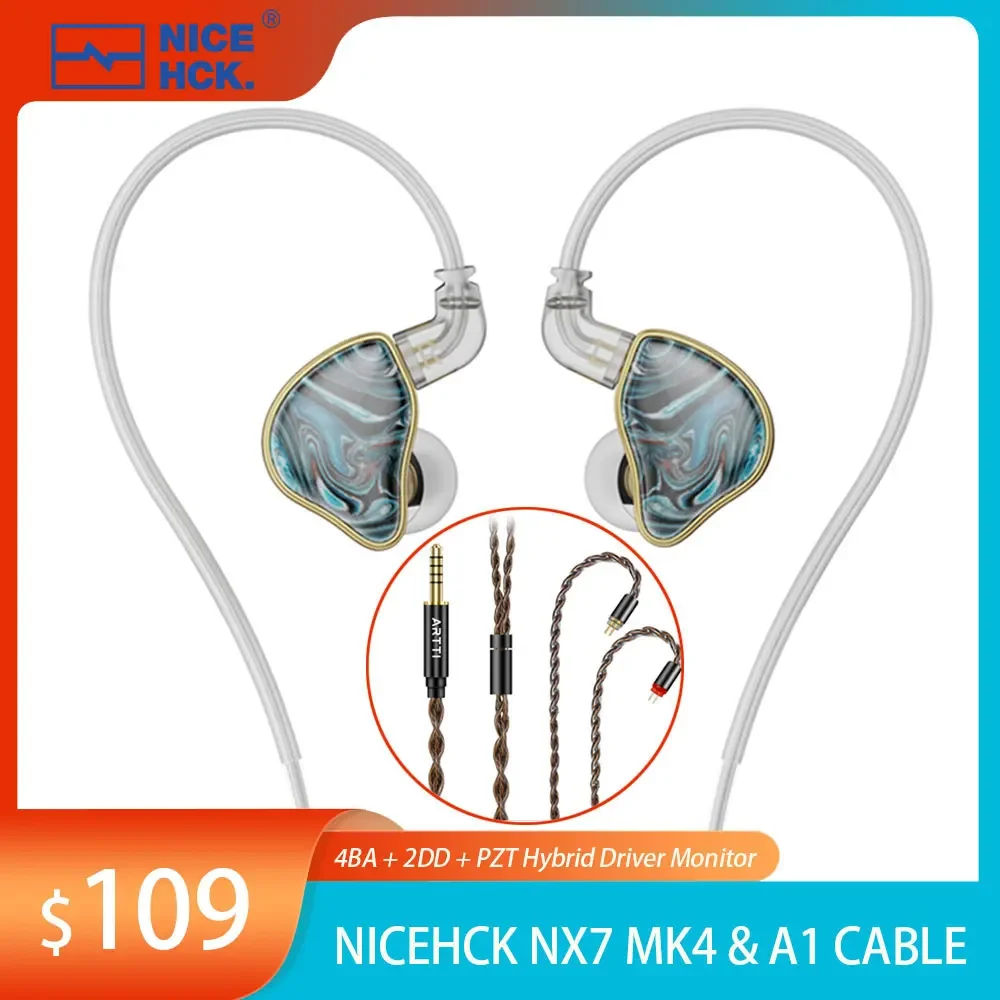 Imagem -02 - Nicehck-fones de Ouvido Hifi Mk4 4ba Mais 2dd Mais Pzt Driver Híbrido Iems com Fio Fone de Ouvido com 078 mm Destacável Cabo 2pin