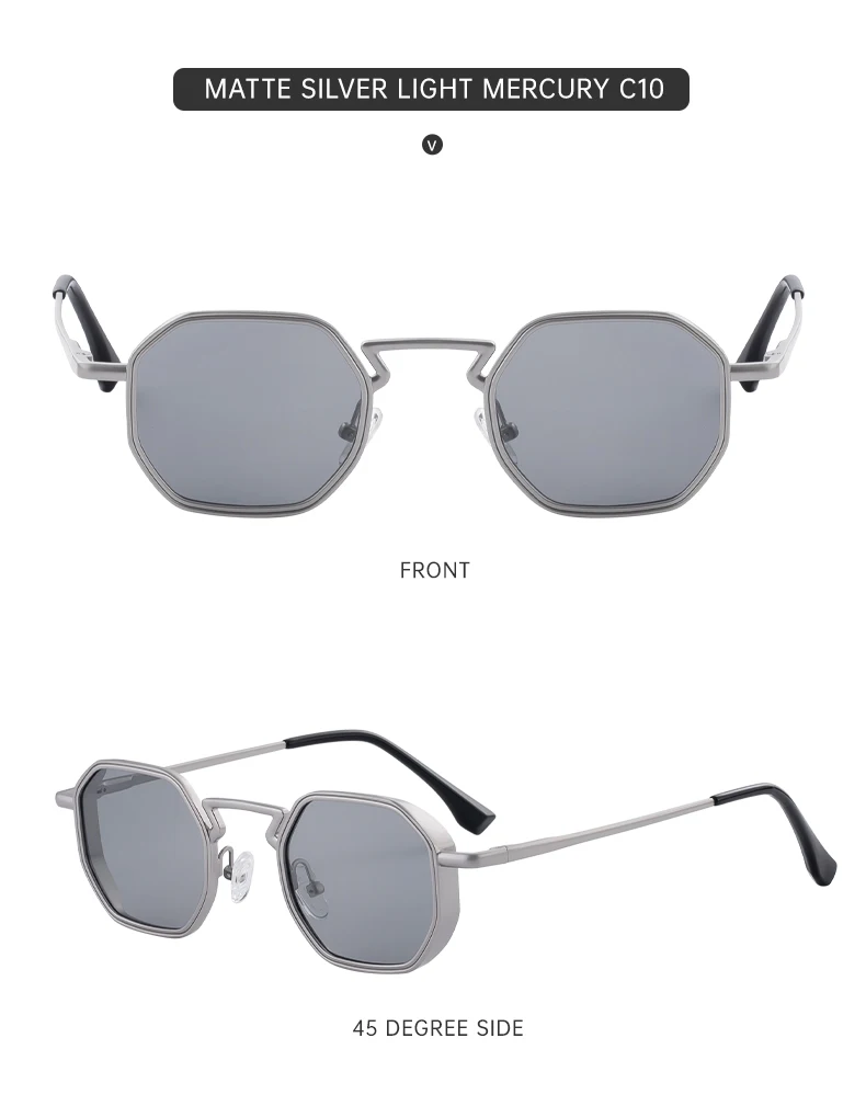 Kleine Polygon-Metall-Sonnenbrille im Punk-Stil für Herren 2026 Luxusmarke Vintage Sonnenbrille Männliche Mode Outdoor-Brillen UV400 – Detail 23