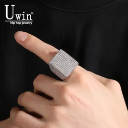 Uwin Big Square Rings Full Iced Out New Luxury In Rings Personalized Rapper Style Jewelry