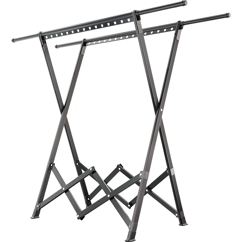 

Floor-to-ceiling drying rack, aluminum alloy, mobile, foldable, outdoor quilt drying telescopic clothes rod