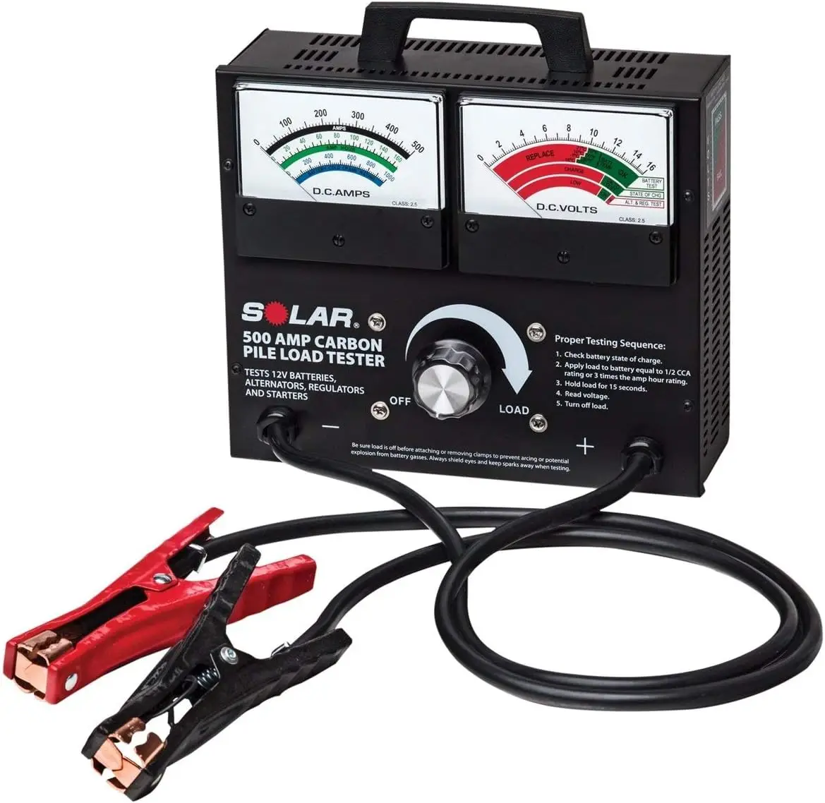 Automotive Solar 1874 500 Amp Carbon Pile Battery Load Tester, Black