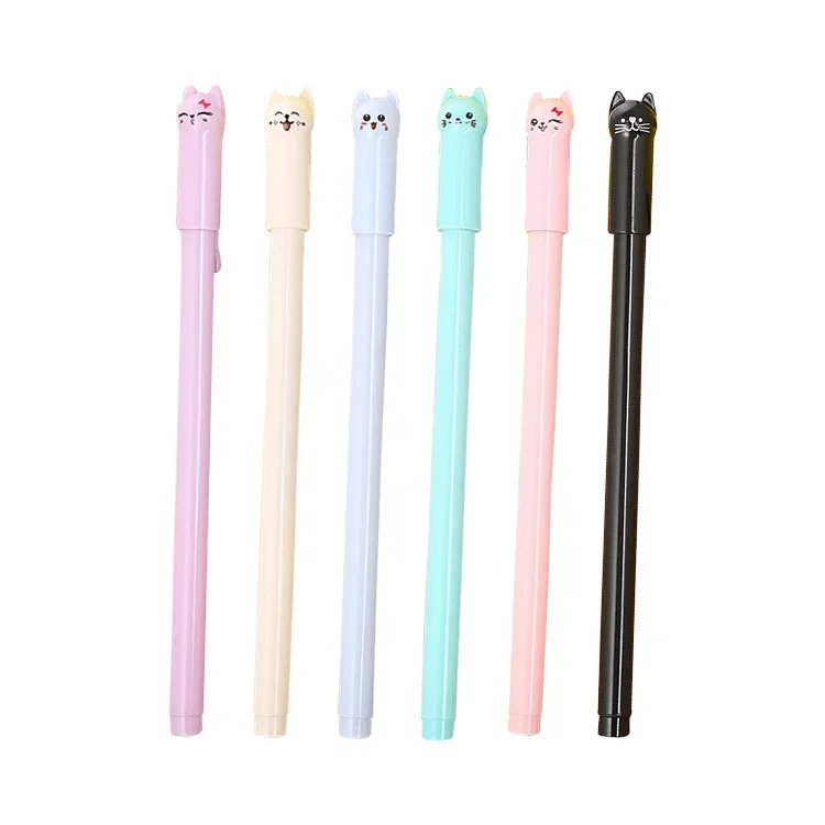 

50PCS Creative Stationery Pen Cap Cat Rollerball Cute Cartoon Swinging Tail Cat Learning Office Water Signature