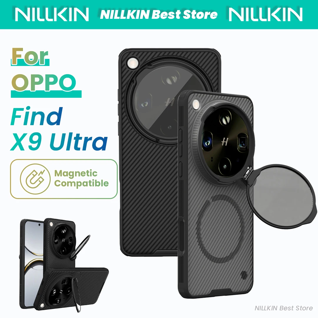 

Nillkin For OPPO Find X9 Ultra Magnetic Phone Case TPU+PC Camera Lens Cover Stand Protective CamShield Prop Back Cover
