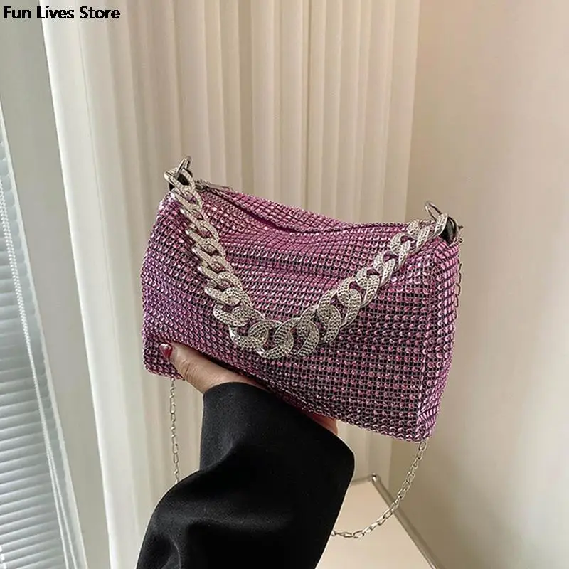 Wedding Rhinestone Shoulder Purse Party Popular Handbags Women Trendy Totes Bag Ladies Chains Diamand Bucket Bags Sexy Handbag