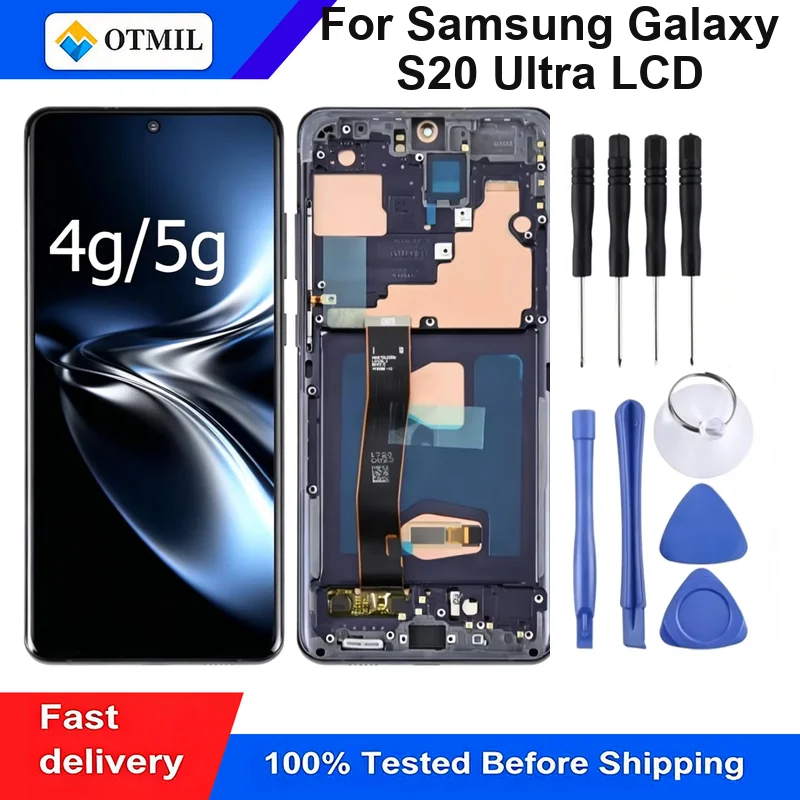 OLED For Samsung Galaxy S20 Ultra LCD G988F G988B/DS With Frame Display Touch Screen Digitizer 100% Tested Zero Dead Pixel
