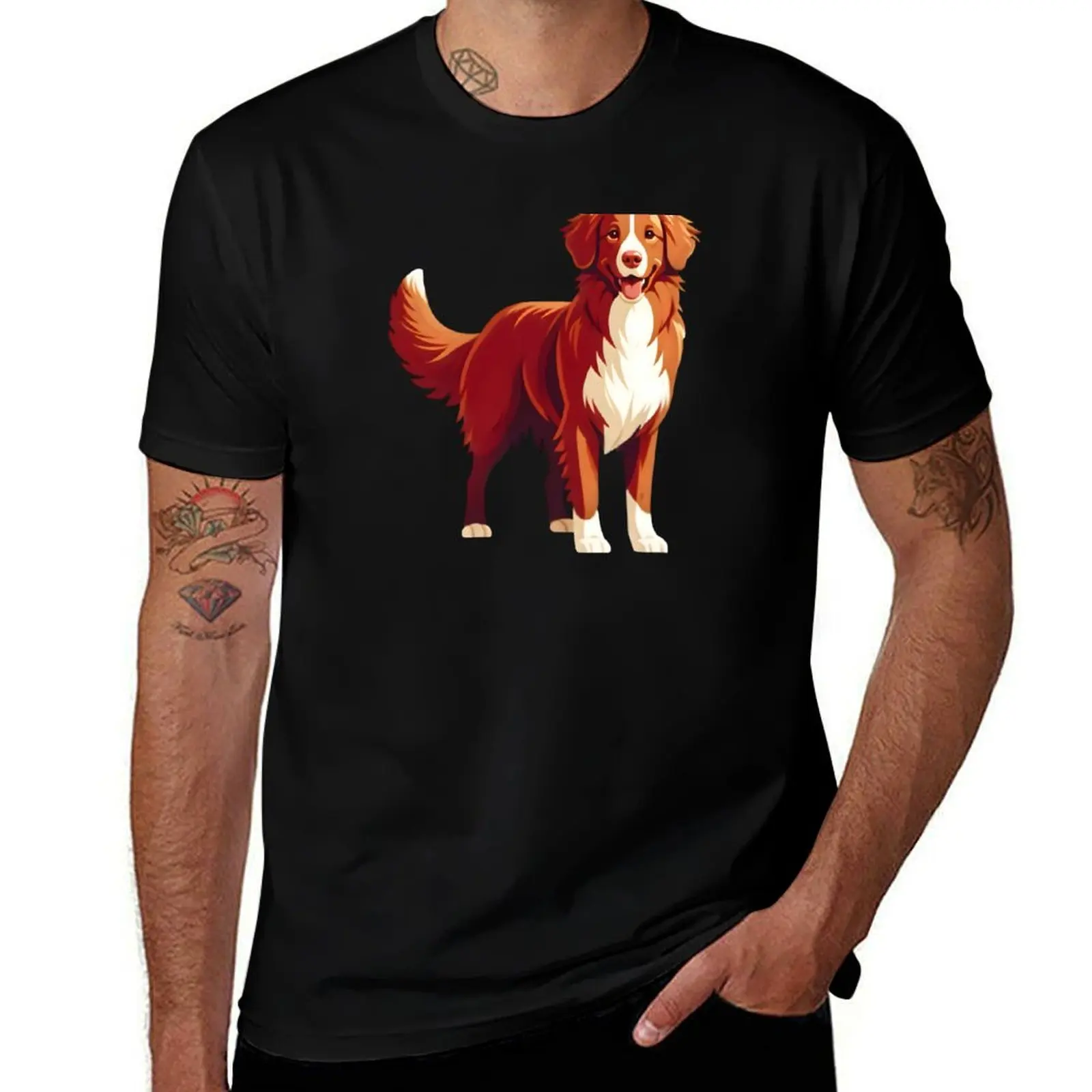 Cute Nova Scotia Duck Tolling Retriever Dog illustration T-Shirt mens graphic t shirts T-Shirt