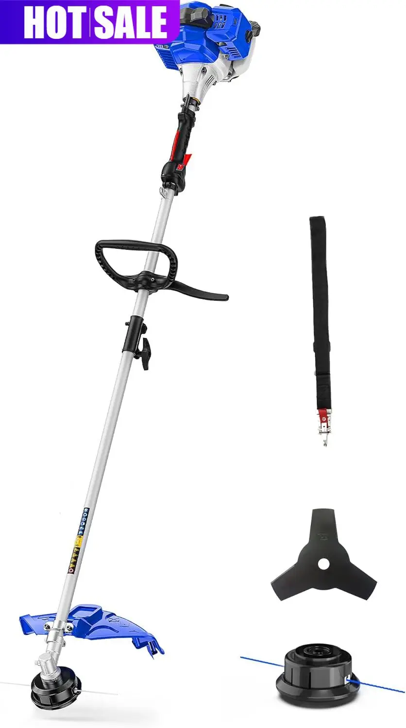 

3 in 1 String Trimmer/Edger 17'' with 10'' Brush Cutter,Rubber Handle & Shoulder Strap Included