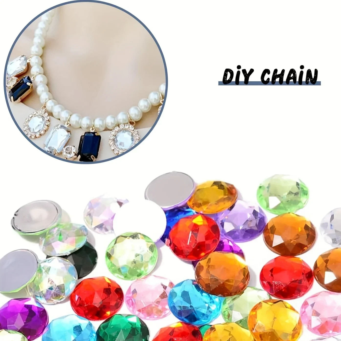 Strass acrílicos redondos com parte traseira lisa, gemas plásticas coloridas para joias diy, decorações de convites artesanais de casamento, strass brilhantes